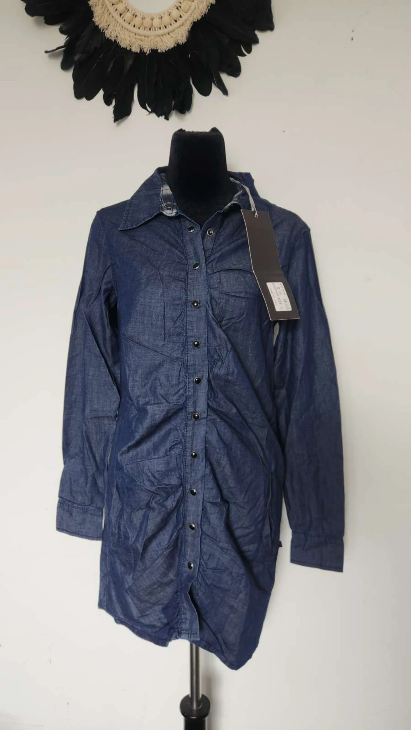 Stijlvolle vloeiende denim overhemdjurk ●Maat S●🌸 Nieuw met label – photo 3